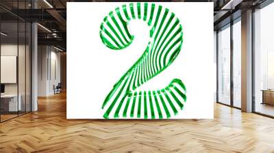 White symbol with green vertical ultra-thin straps. number 2 Wall mural