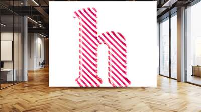 White symbol with pink diagonal ultra thin straps. letter h Wall mural