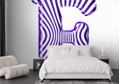 White symbol with purple vertical ultra-thin straps. letter f Wall mural