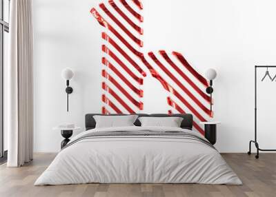 White symbol with red diagonal ultra thin straps. letter b Wall mural