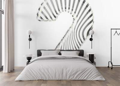 White symbol with ultra thin silver straps. number 2 Wall mural