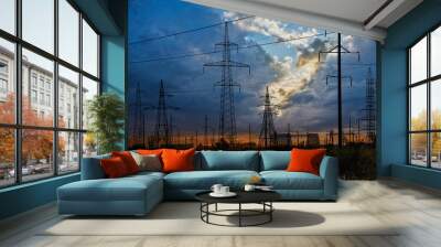 High-voltage power transmission towers Wall mural