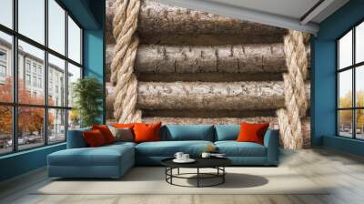 Strips of wood bound with rope Wall mural