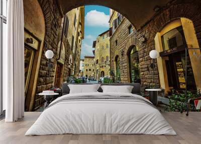 View of the  street and old medieval houses at historic center o Wall mural