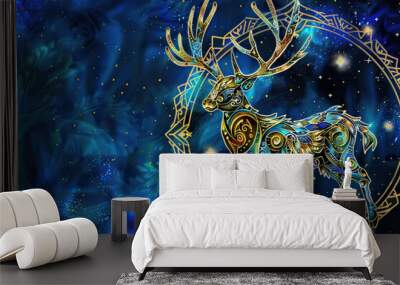 Astrological composition with concept of Deer zodiac sign symbol Wall mural