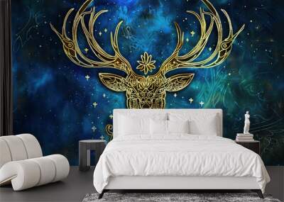 Astrological composition with concept of Deer zodiac sign symbol Wall mural