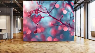 Beautiful greeting card with bright holiday composition for happy and joy celebrate valentines day Wall mural