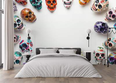 Beautiful greeting card with bright holiday composition for happy to joy celebrate dia de muertos Wall mural