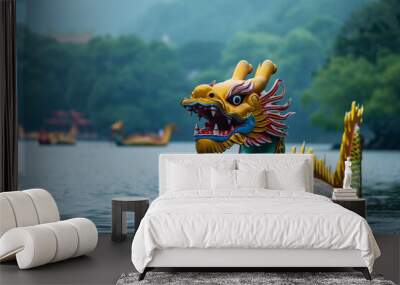 Beautiful greeting card with holiday composition for celebrate chinese dragon boat festival Wall mural