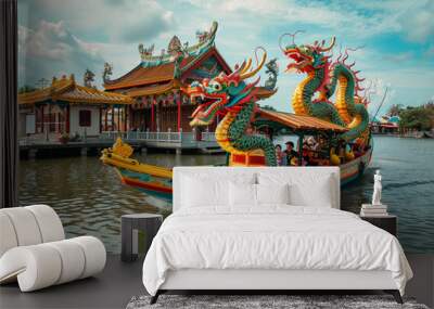 Beautiful greeting card with holiday composition for celebrate chinese dragon boat festival Wall mural