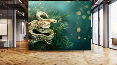 Beautiful greeting card with holiday composition for happy and joy celebrate New Year Wall mural