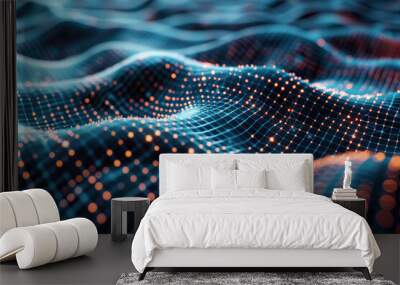 Beautiful texture surface neon wave, design natural abstract background Wall mural