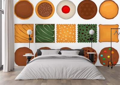 Big set homemade cookie different taste in pastry biscuit Wall mural