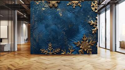 Christmas greeting card with bright winter holiday snowflake and New Year background Wall mural