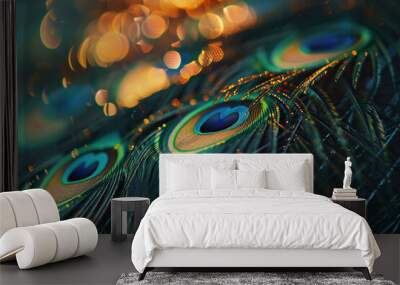 Generative ai on theme of beautiful texture bird feather for design natural abstract background Wall mural