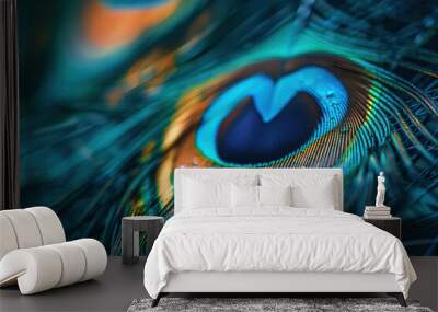 Generative ai on theme of beautiful texture bird feather for design natural abstract background Wall mural