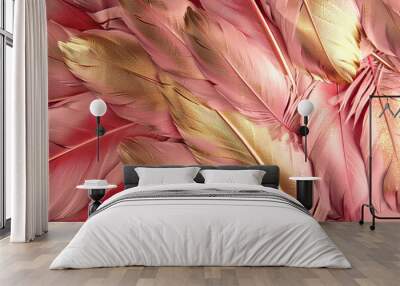 Generative ai on theme of beautiful texture bird feather for design natural abstract background Wall mural