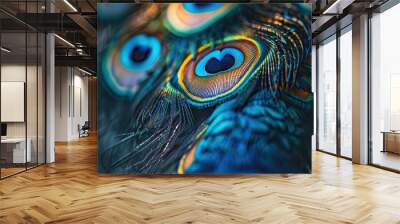 Generative ai on theme of beautiful texture bird feather for design natural abstract background Wall mural