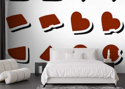 Illustration on theme big kit different types biscuit waffle with cell, dessert cookie Wall mural