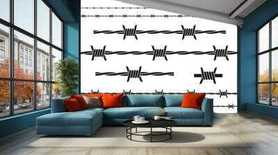 Barbed wire logo. Isolated barbed wire on white background Wall mural