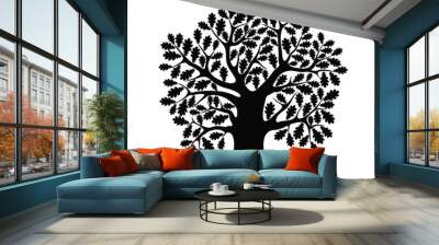 Oak tree logo. Isolated oak tree on white background Wall mural