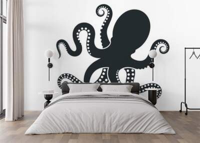 Octopus logo. Isolated octopus on white background Wall mural