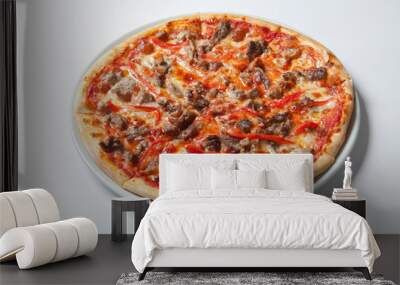 Homemade Meat Loves Pizza with Pepperoni Sausage and Bacon Wall mural