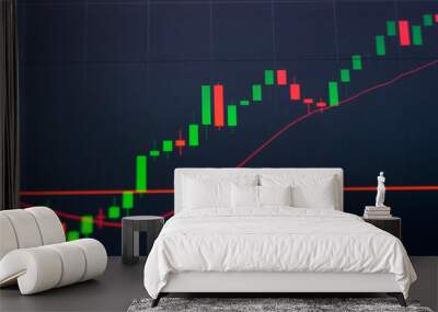 market trade background graph with red and green candles start growing Wall mural