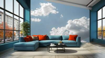 white clouds on blue sky at summer with sunshine Wall mural