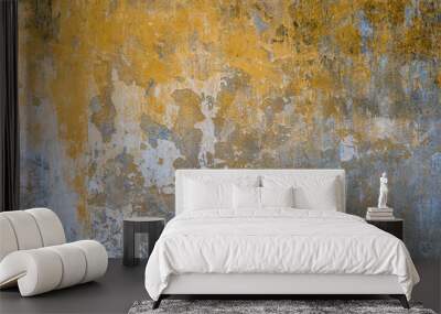 Background of old yellow painted wall texture Wall mural