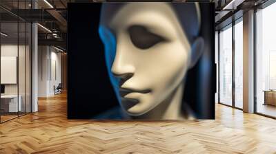 Mannequin head in a window of a mall on the dark background Wall mural