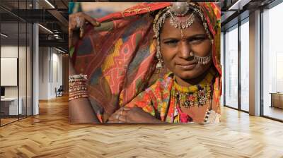 Portrait of a India Rajasthani woman Wall mural