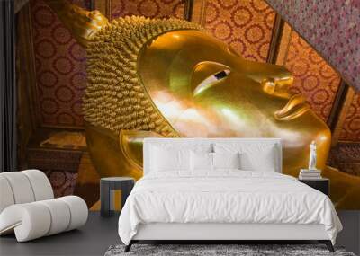 The giant Reclining Buddha in Wat Pho, Thailand Wall mural