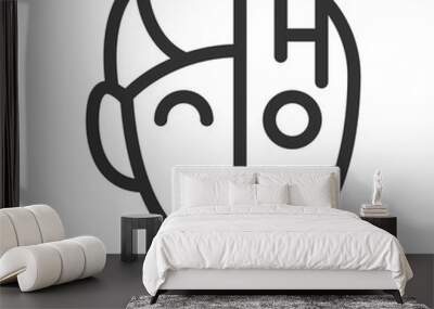 Robot man, half human, half robot - icon, illustration on white background, outline style Wall mural