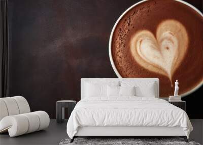 A latte coffee with hearts on it Wall mural