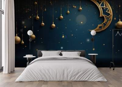 A stunning gold and blue Ramadan background with intricate geometric patterns Wall mural