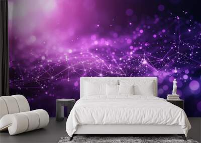 Abstract Background with a Purple Technology Network. Wall mural