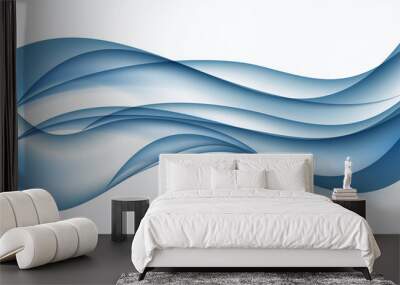 Abstract Blue Wave Set on Transparent  Background. Vector Illust Wall mural