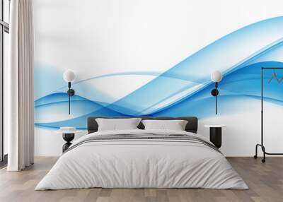 Abstract Blue Wave Set on Transparent  Background. Vector Illust Wall mural