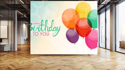 Abstract Happy Birthday Balloon Background Card Template Vector Illustration Wall mural