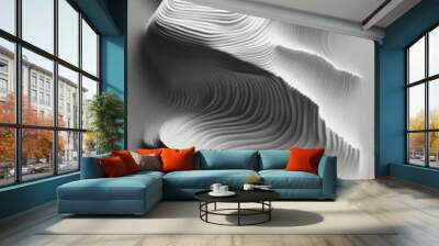 Abstract three dimensional design featuring two spheres and swirling lines on a textured background Wall mural