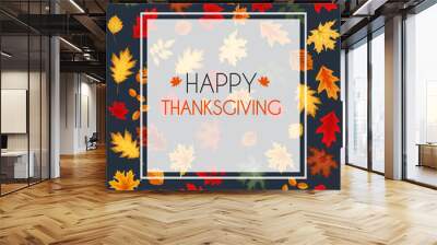 Abstract Vector Illustration Autumn Happy Thanksgiving Backgroun Wall mural