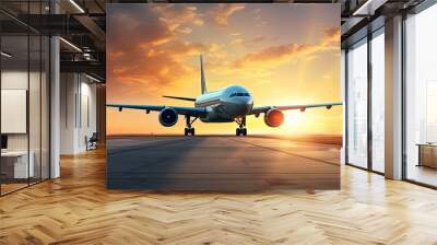 Airplane in sky background Wall mural