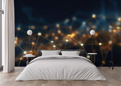 an image of a network with different shapes and lights Wall mural