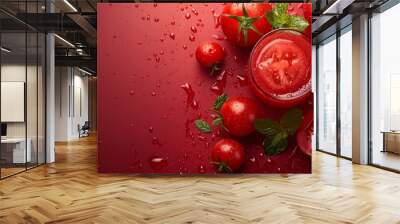 Beautiful background for tomato juice advertising Wall mural