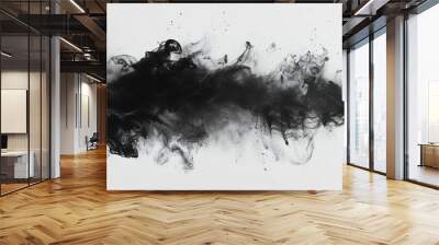 Black Ink Swirling in Water on White Background Wall mural