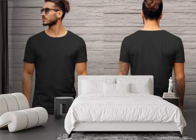 Black T-shirt Mockup. Illustration AI Generative. Wall mural