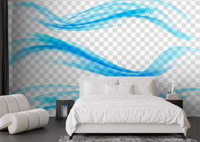 Blue Ocean Wave Set on Transparent  Background. Vector Illustration Wall mural