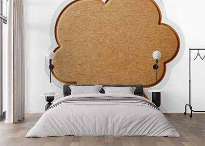 Brown Speech Bubble Sticker on White Background Wall mural