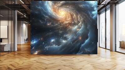 Celestial Constellations: Sparkling stars and swirling galaxies create a cosmic abstract background, representing the vastness of the universe. Wall mural